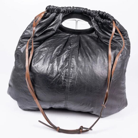 Marni Dark Gray Nappa Leather Drawstring Shoulder Bag MSRP $2,250 - Picture 2 of 7